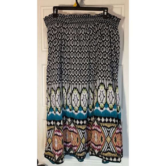 Just My Size Aztec Pattern Smocked Waist Vibrant Colors Lined Full Skirt 2X - Picture 3 of 8